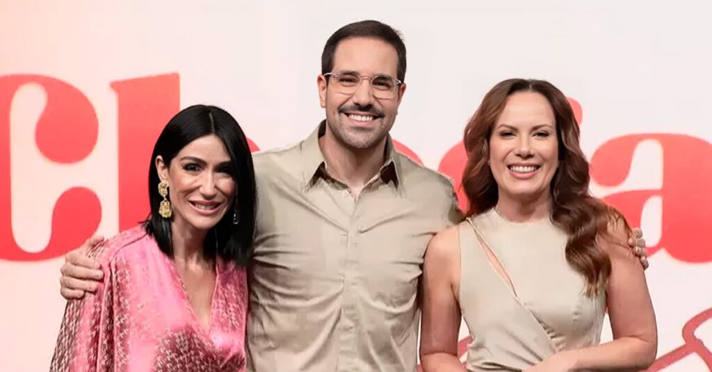 Michelle Barros, Paulo Mathias e Regina Volpato no Chega Mais