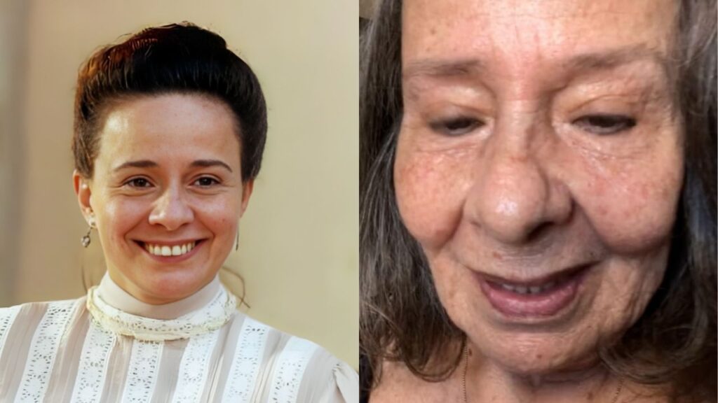 Débora Duarte em Terra Nostra e em foto recente