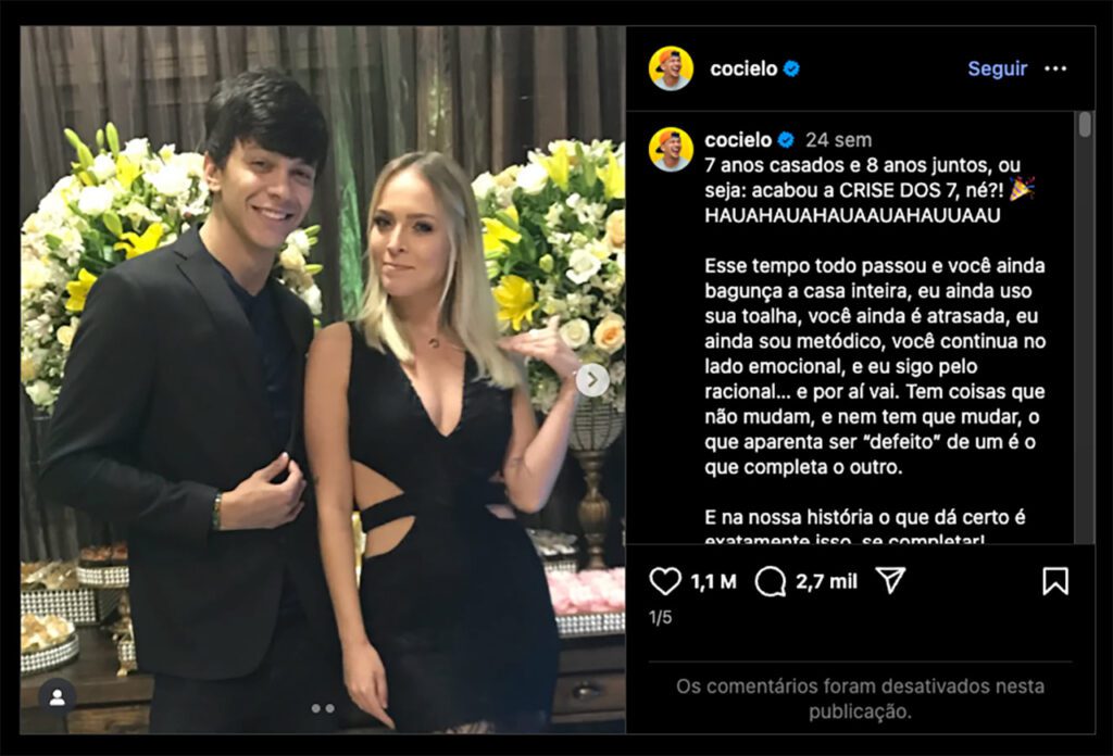 Post de Júlio Cocielo em 1º de maio de 2025